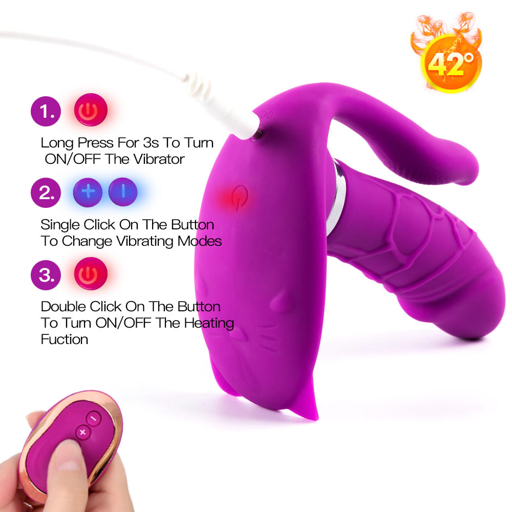 Cute Cat  Vibrator with Wireless 10M Remote Contral and Heating Function 10 Vibration Modes (5)