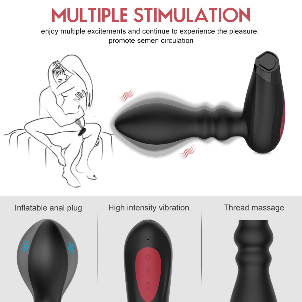 Wireless Remote Control Male Prostate Massager Vibrator 10 Speed Vibrating Anal Inflatable Expansion Butt Plug Sex Toys For Men (1)