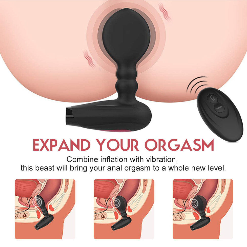 Wireless Remote Control Male Prostate Massager Vibrator 10 Speed Vibrating Anal Inflatable Expansion Butt Plug Sex Toys For Men (3)