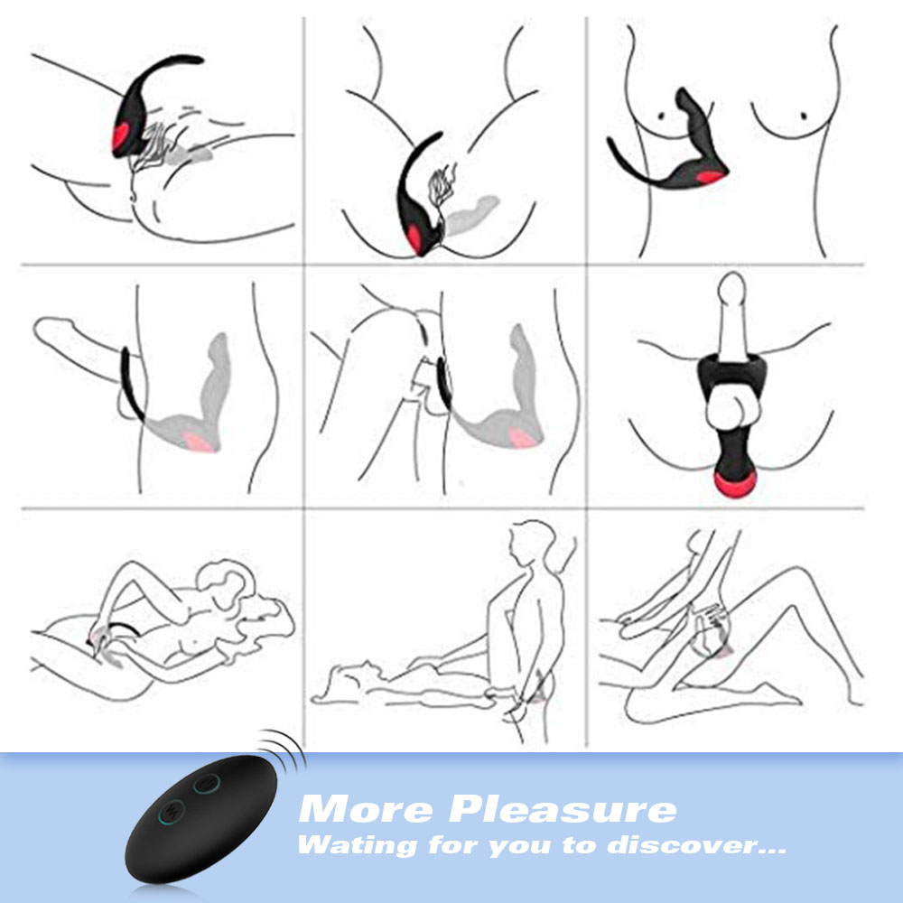 2021 Amazon hot sale anal sex toy cock rings masturbation 9 patterns vibrating prostate massager cock rings anal plug (6)